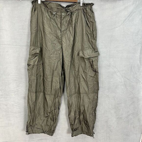 Pants - future collective skater grunge baggy wide leg cargo pants large gray nylon rave